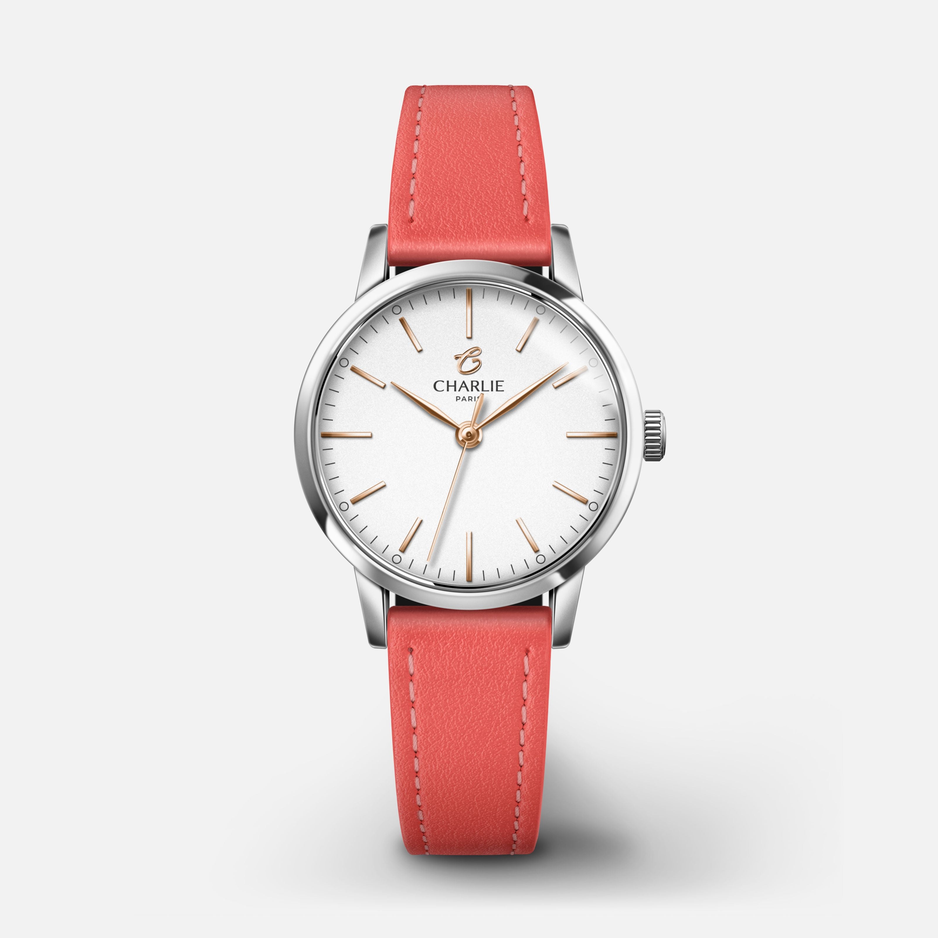 SULLY - Quartz - Acier Montres CHARLIE Cuir rose hibiscus