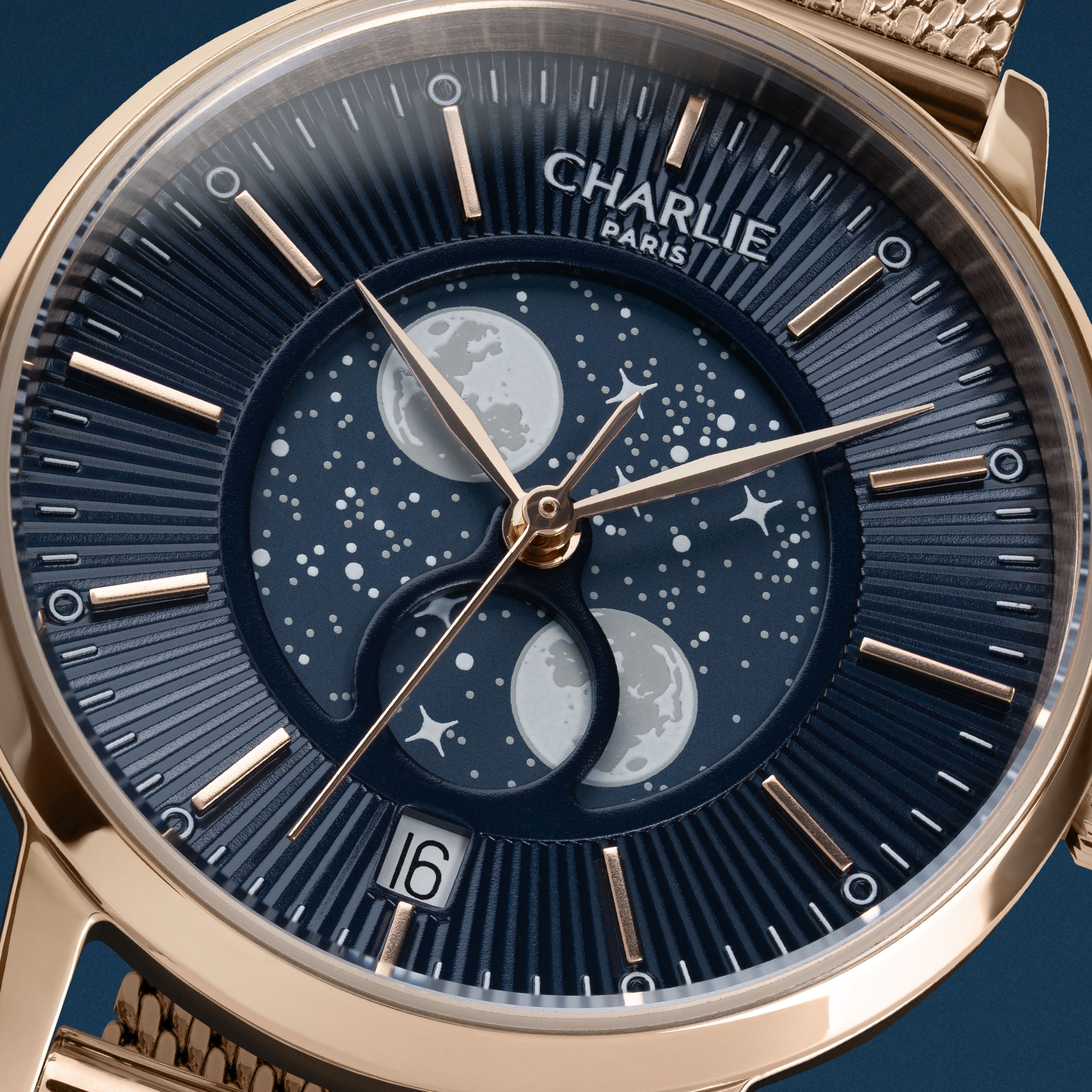 SULLY - Phase de Lune - Doré rose & Bleu