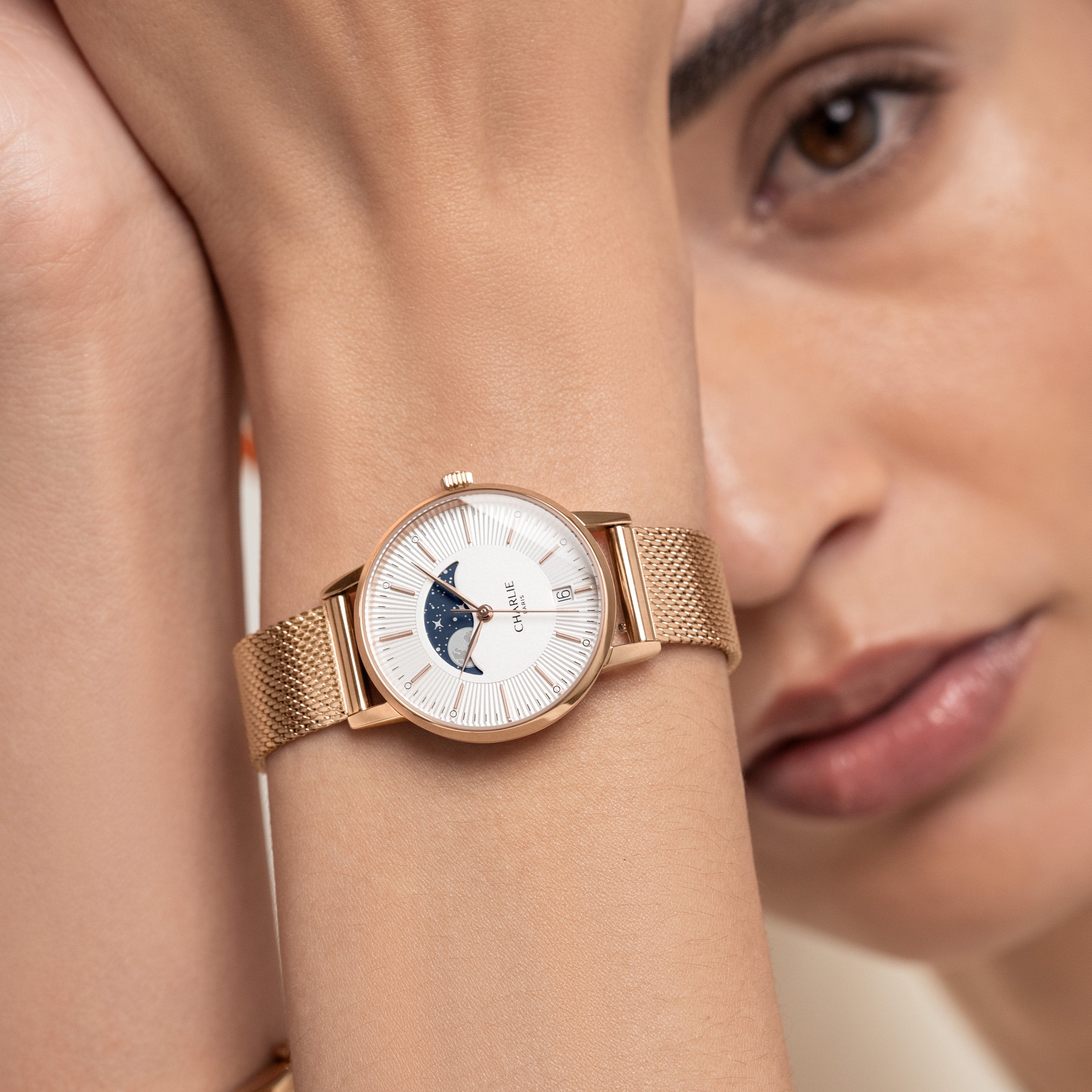 SULLY - Quartz Moon phase - Rose gold 