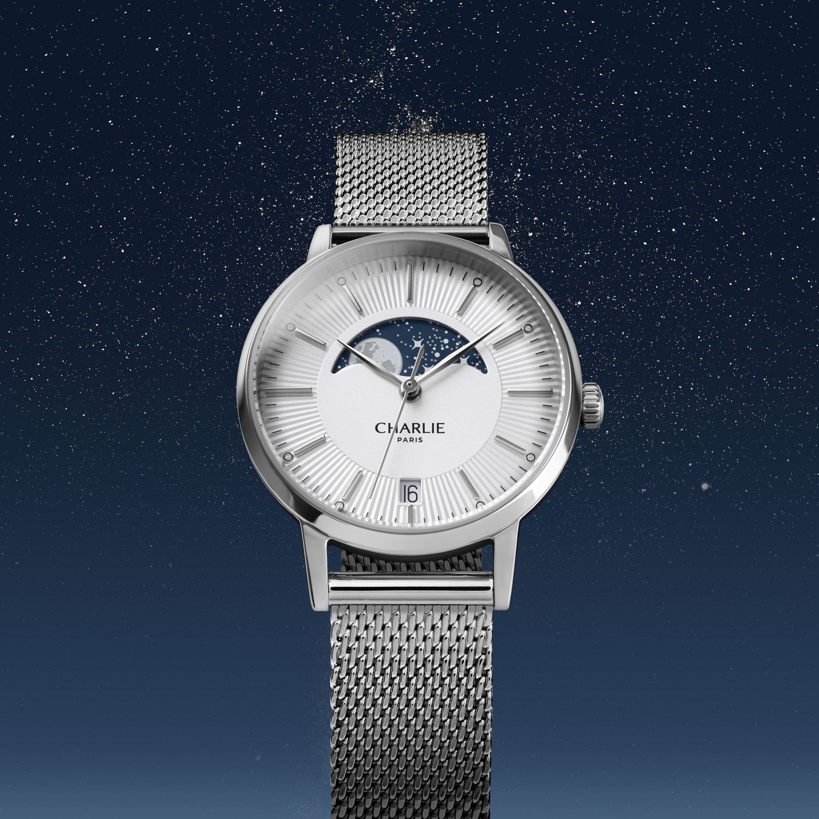 SULLY - Quartz Phase de Lune - Acier Montres CHARLIE