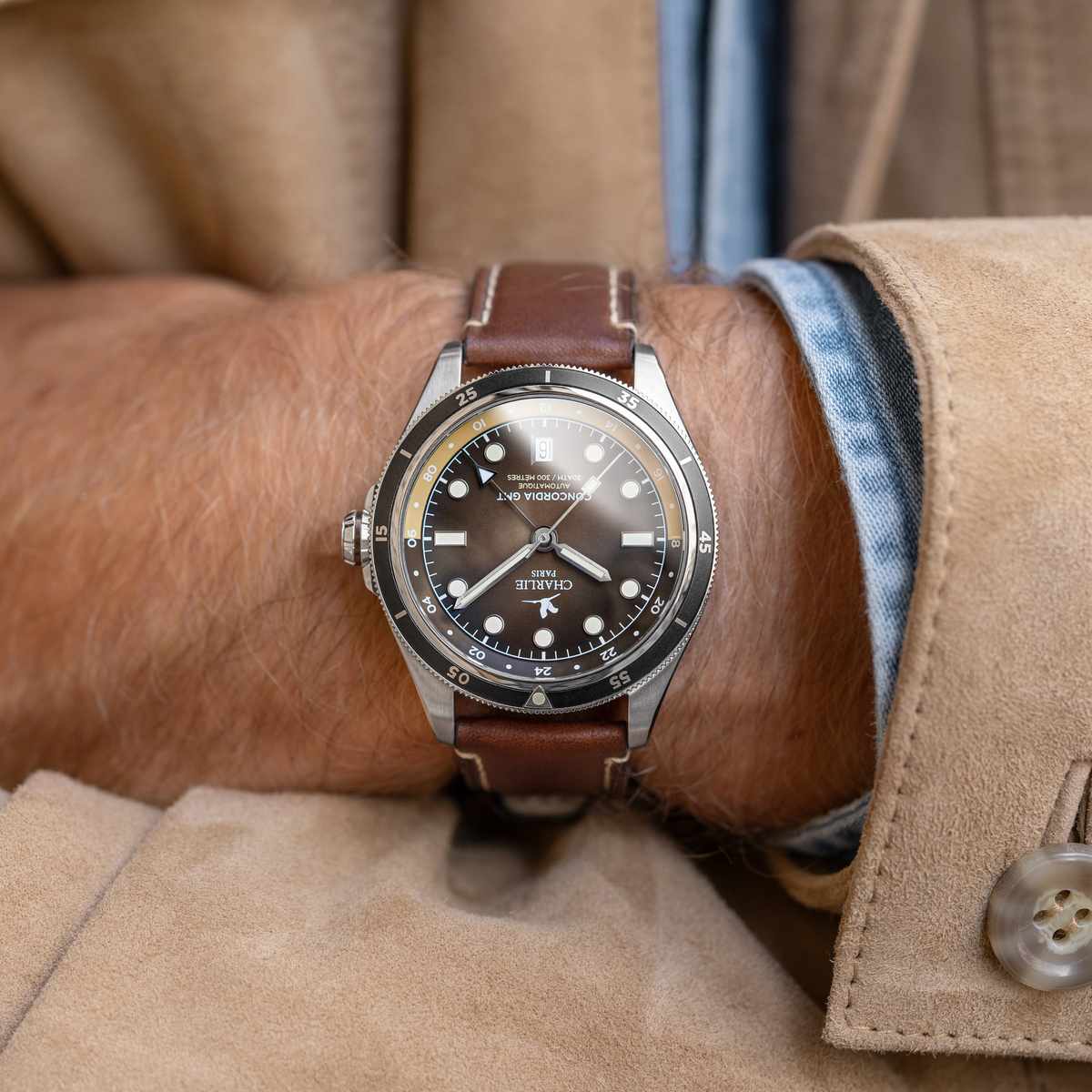 GMT-Herrenuhr mit Schweizer Uhrwerk – Concordia Automatikuhr GMT Düne