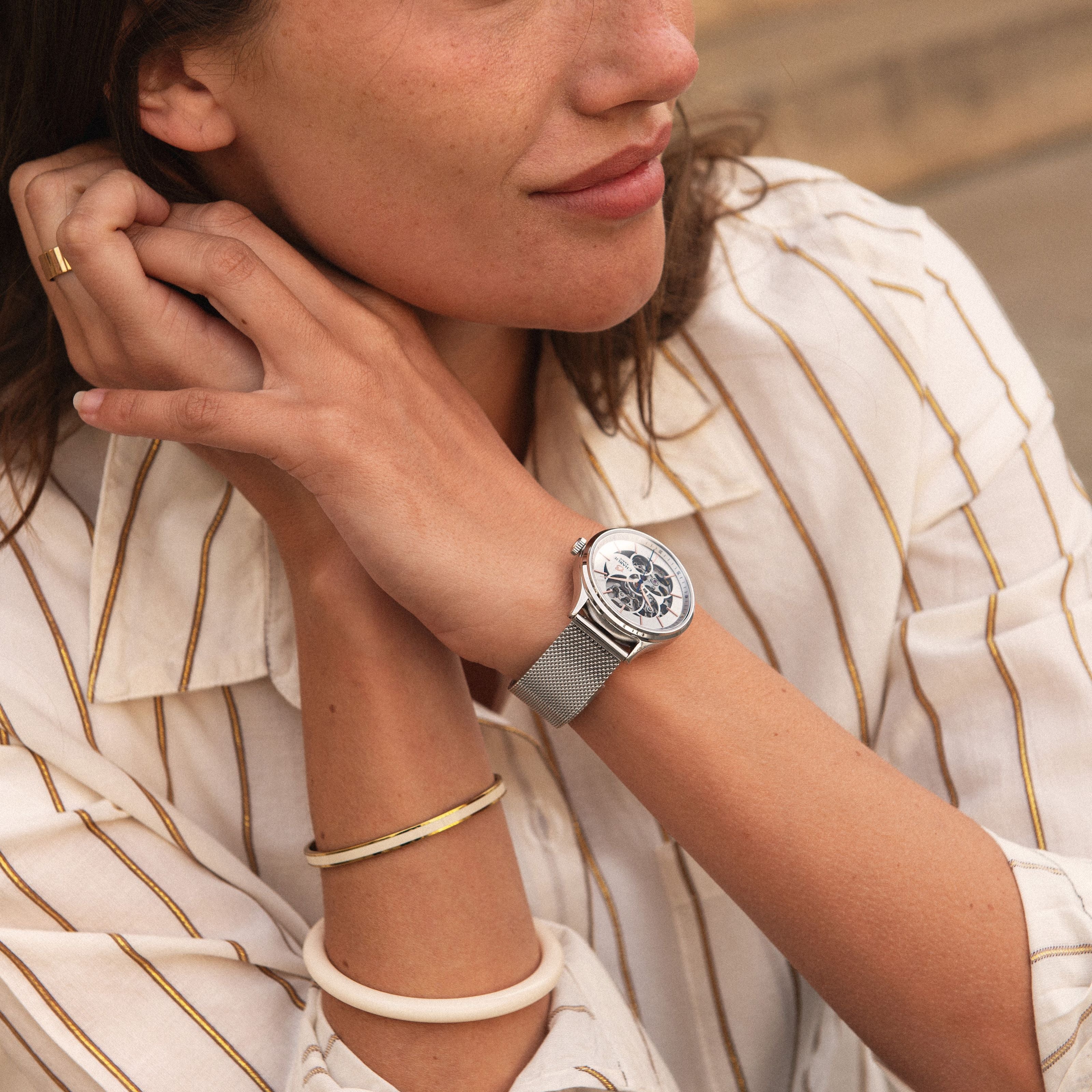 INITIAL - Montre femme automatique squelette - Cadran blanc