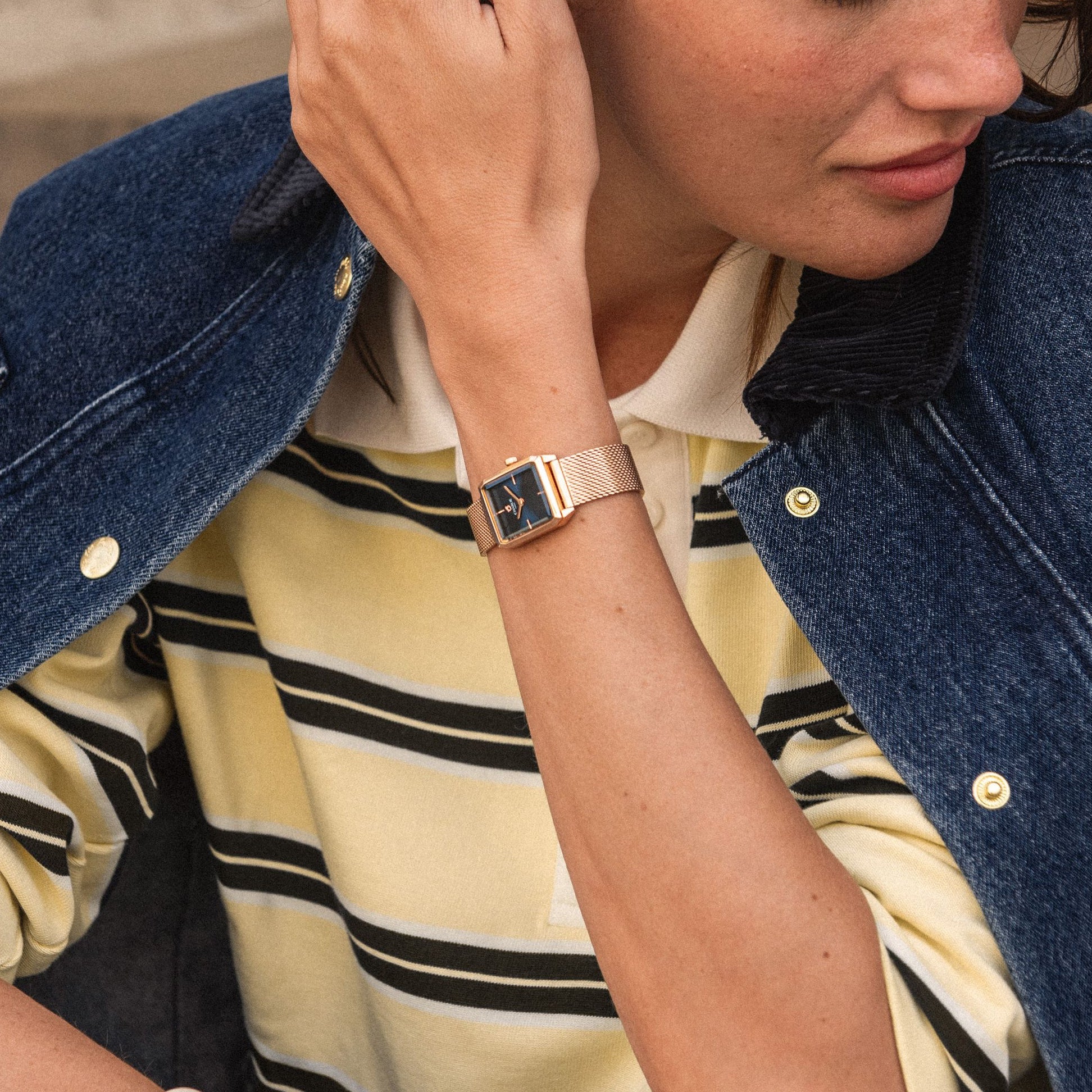 MONCEAU - Elegant octagonal women's watch - Rose gold - Black dial