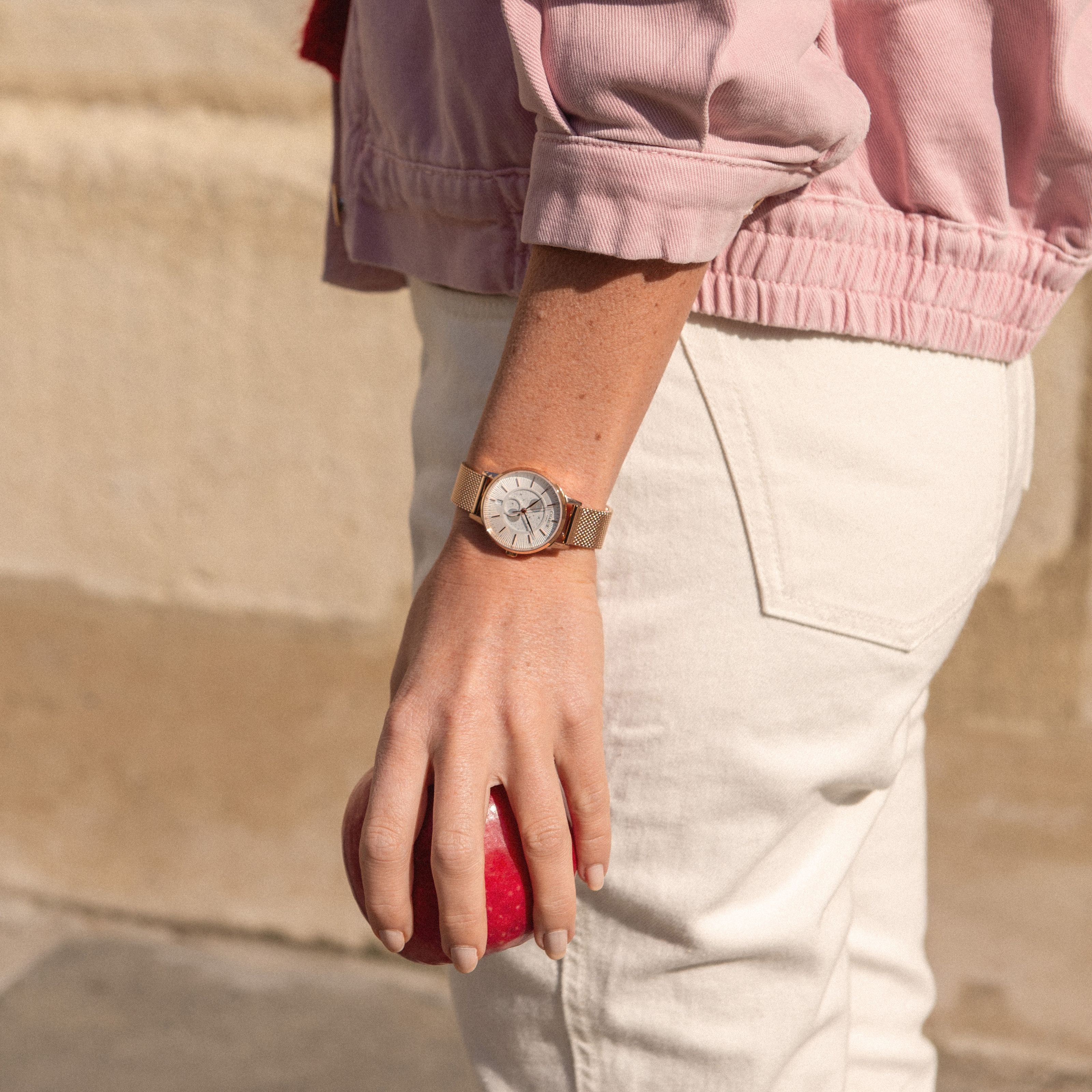 SULLY - Women's watch Moon Phase Fine white quartz - Gold 30 mm