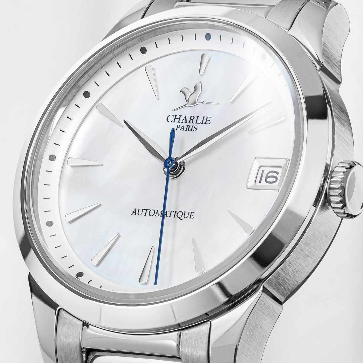 Automatic women s watch white dial Aurore Automatic Date Mother