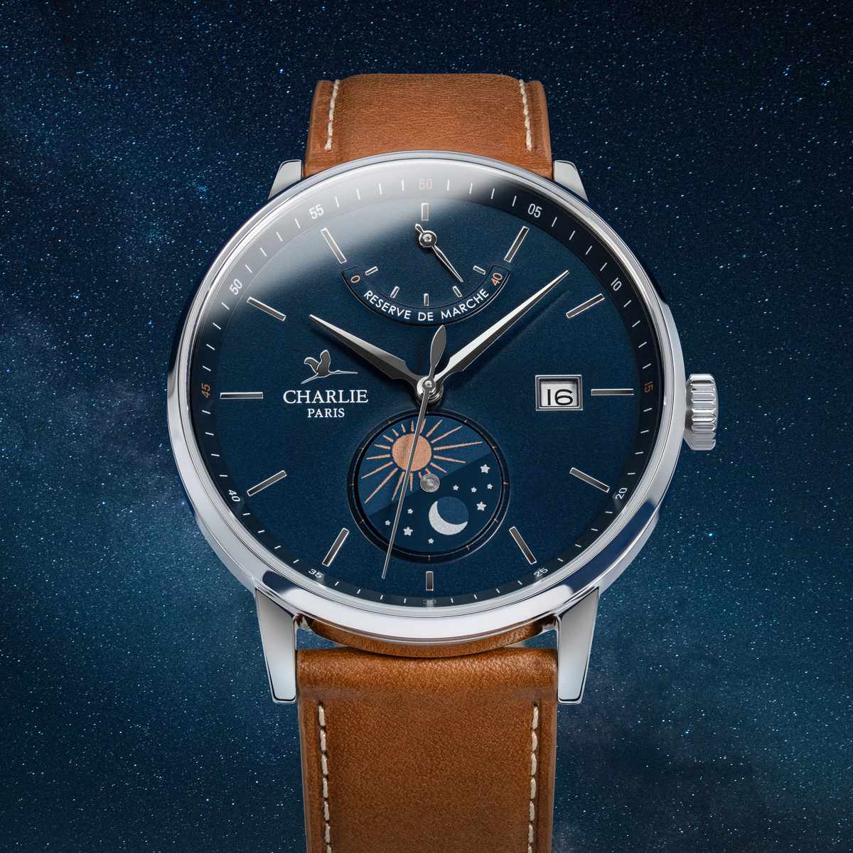 Montre fond online bleu