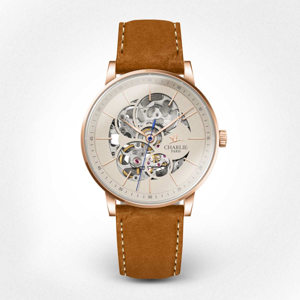 Skeleton women s watch Initial 36 Openwork Rose Gold