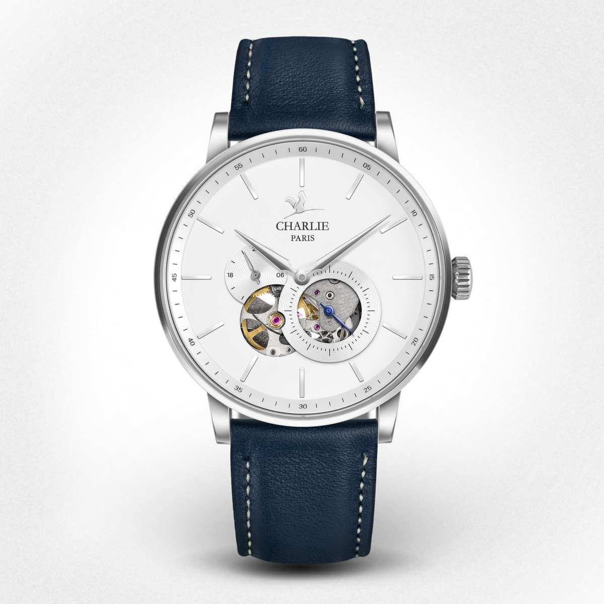 Open Heart men s automatic watch Initial Open Heart White