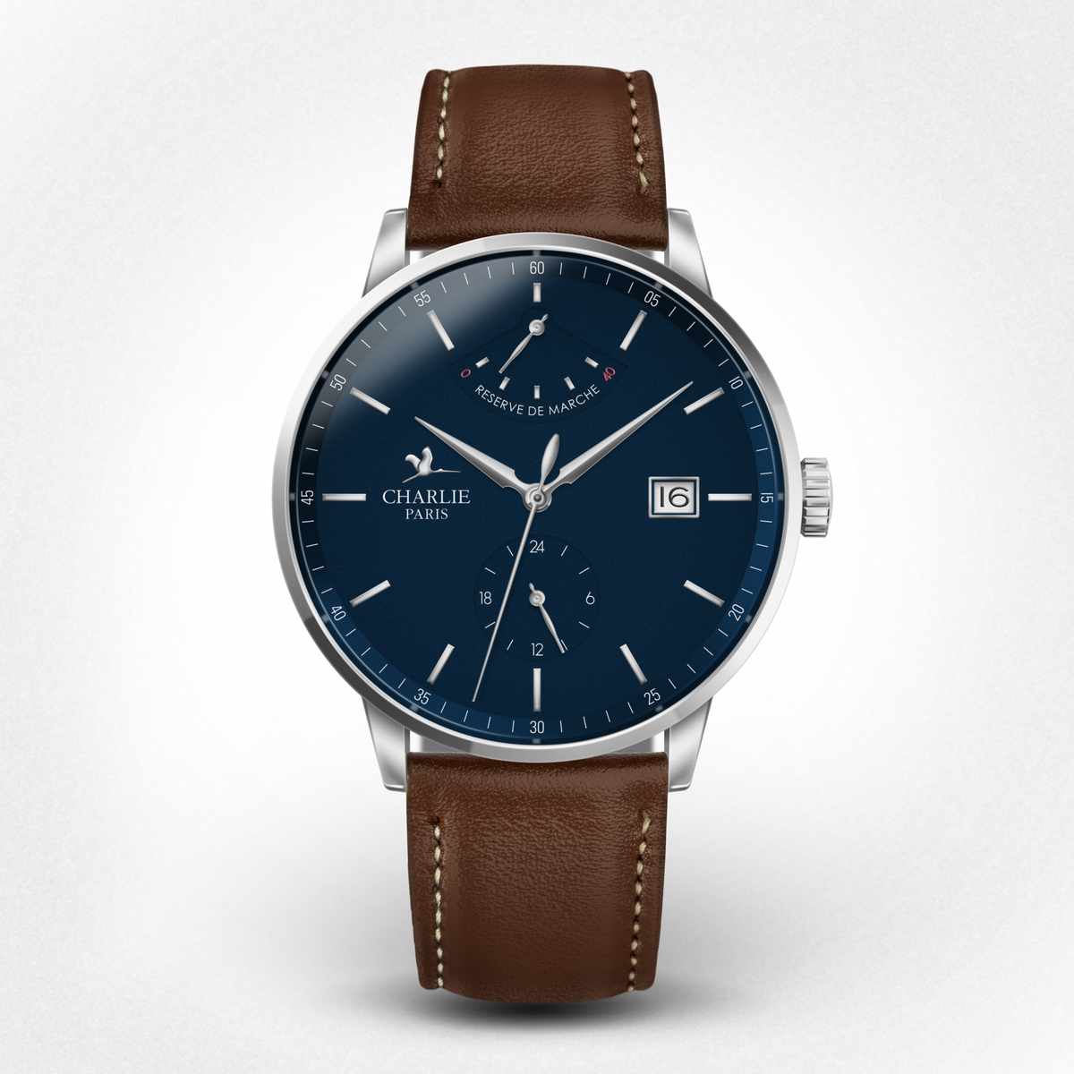 Automatic city watch for men Initial Power Reserve Blue