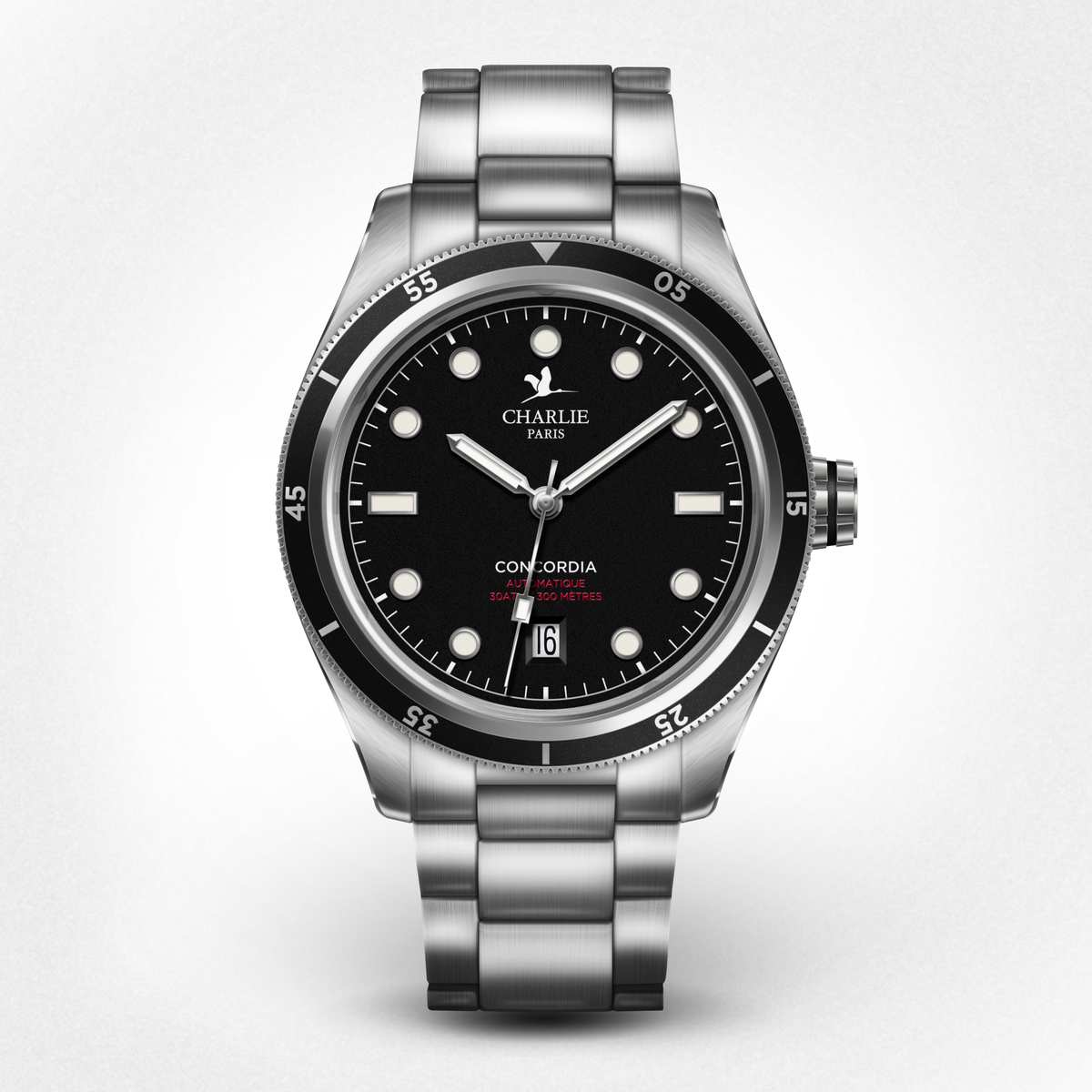 30ATM waterproof diving watch Concordia Automatic Black